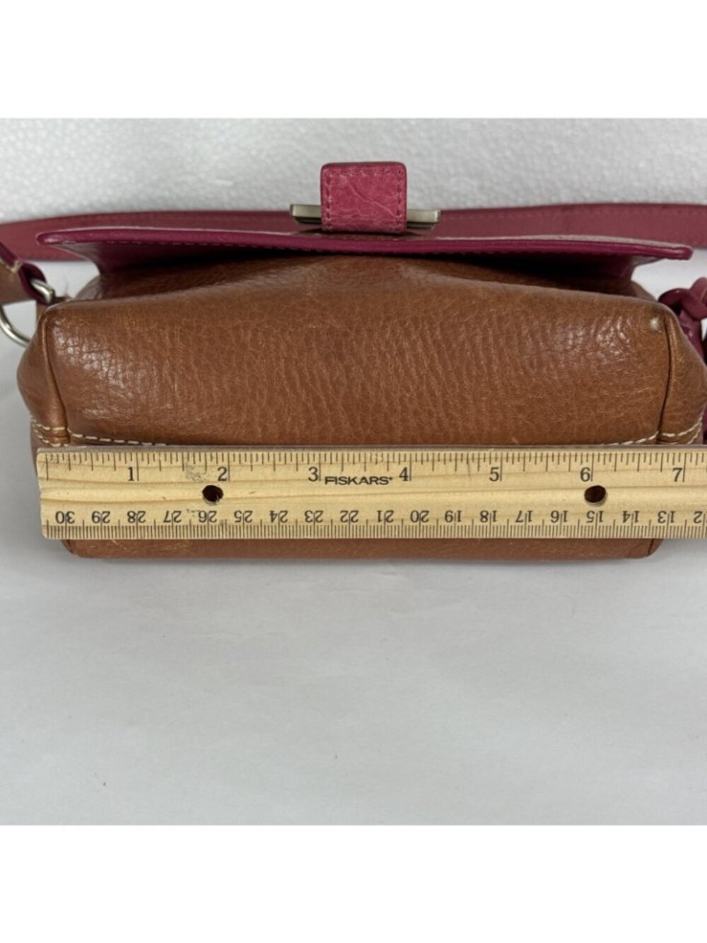 Dooney & Bourke Leather Brown Pink Heart Buckle Mini Shoulder Crossbody Bag Y2K - Picture 13 of 16